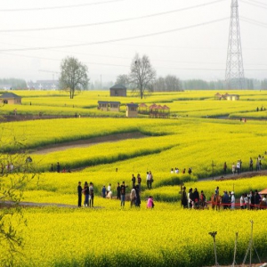 河北邢台：油菜花开 吸引游客踏青