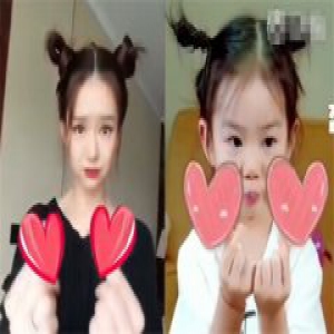 戚薇女儿同框比心 简直复制粘贴一般