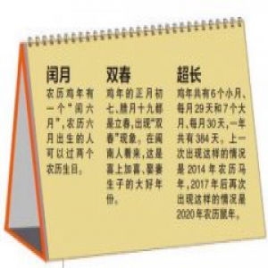 农历鸡年有384天 “双春闰月”是结婚好时年
