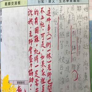 台湾小学生日记吐槽“一例一休”：快没饭吃了