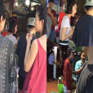 好闺蜜！周冬雨窦靖童同游泰国 街边买小吃