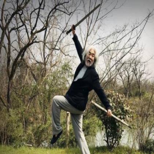 不愧是大侠！张纪中白发练剑气势如虹(图)