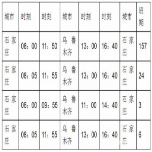 石家庄加密至乌鲁木齐航班 赶紧看看每天几点飞！