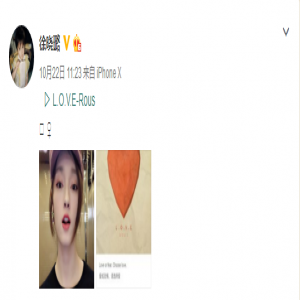 徐晓璐深夜晒自拍 戴粉色贝雷帽文艺可爱
