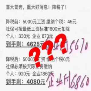 网传个税起征点上调反而“被减薪” 社保专家：假的